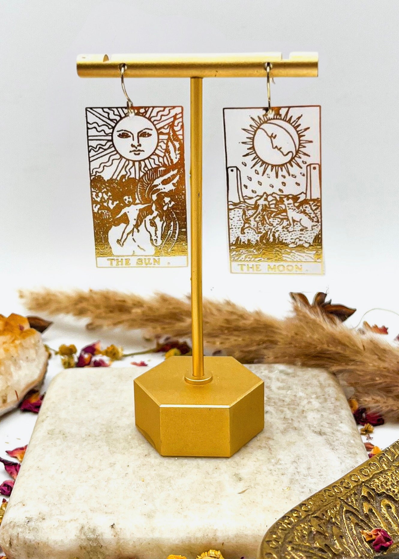 Sun & Moon Tarot Gold Foil Earrings