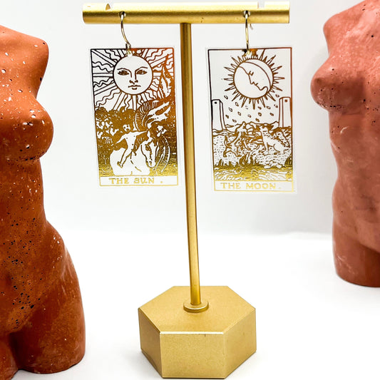 Sun & Moon Tarot Gold Foil Earrings